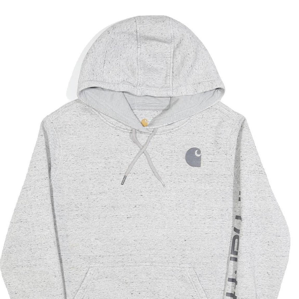 CARHARTT Womens Grey Hoodie M Carhartt Logo Print Cotton Pullover