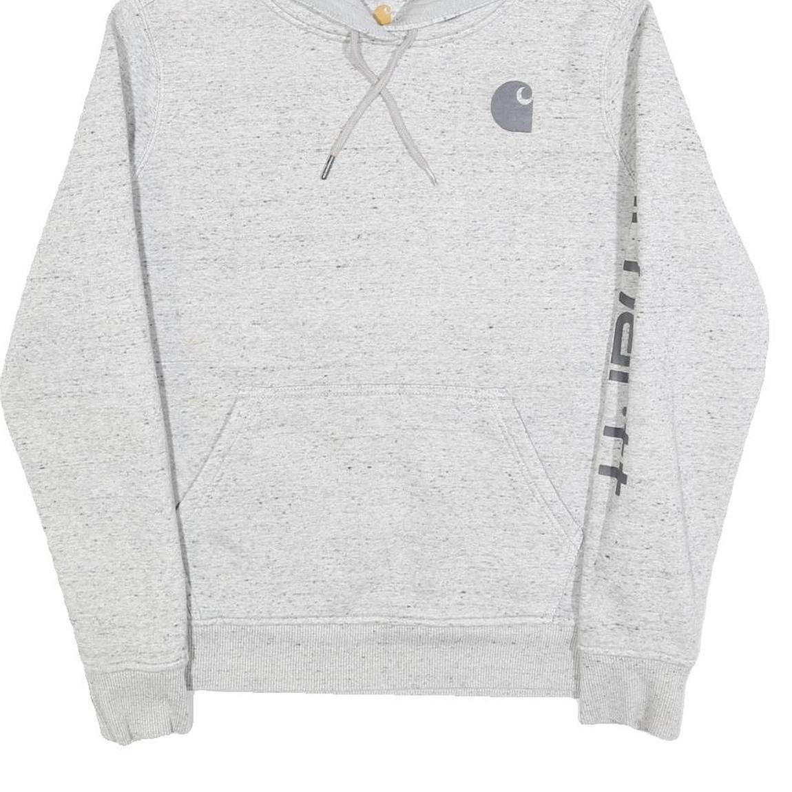 CARHARTT Womens Grey Hoodie M Carhartt Logo Print Cotton Pullover