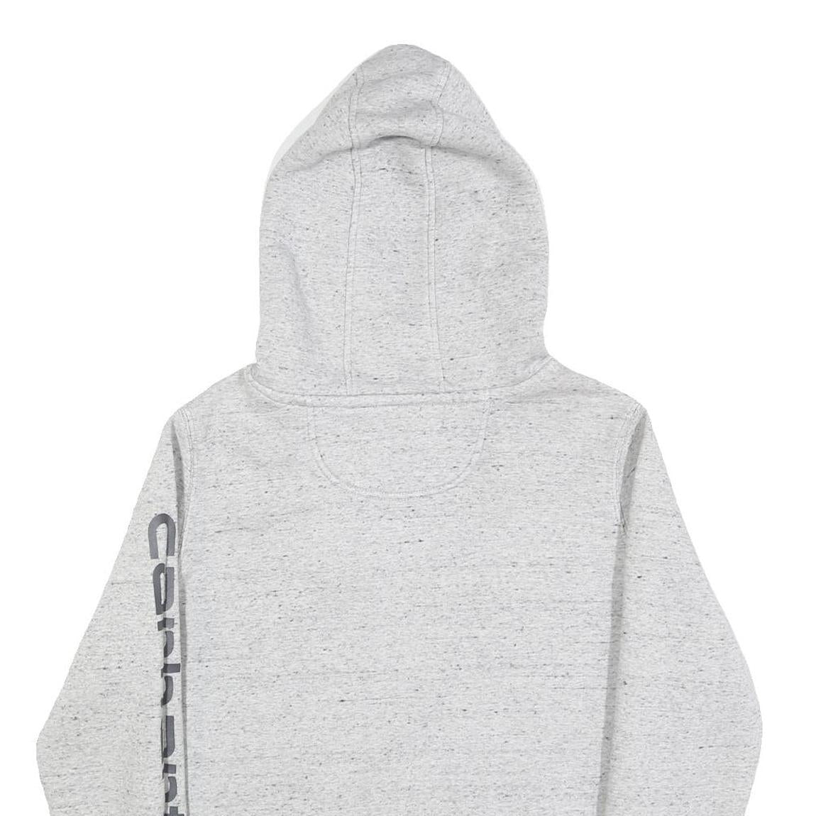 CARHARTT Womens Grey Hoodie M Carhartt Logo Print Cotton Pullover