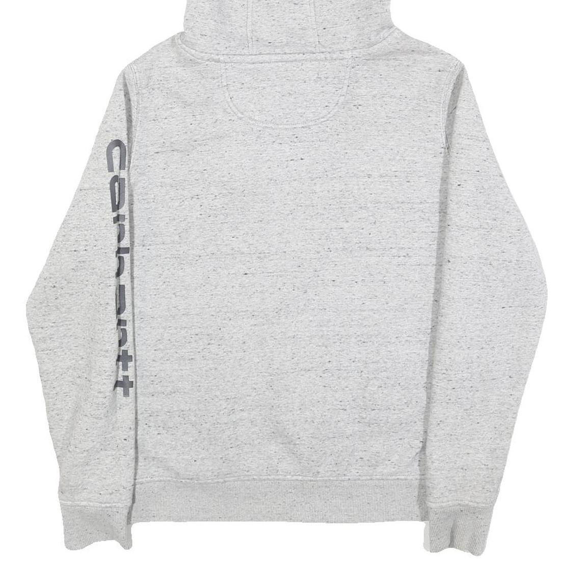 CARHARTT Womens Grey Hoodie M Carhartt Logo Print Cotton Pullover