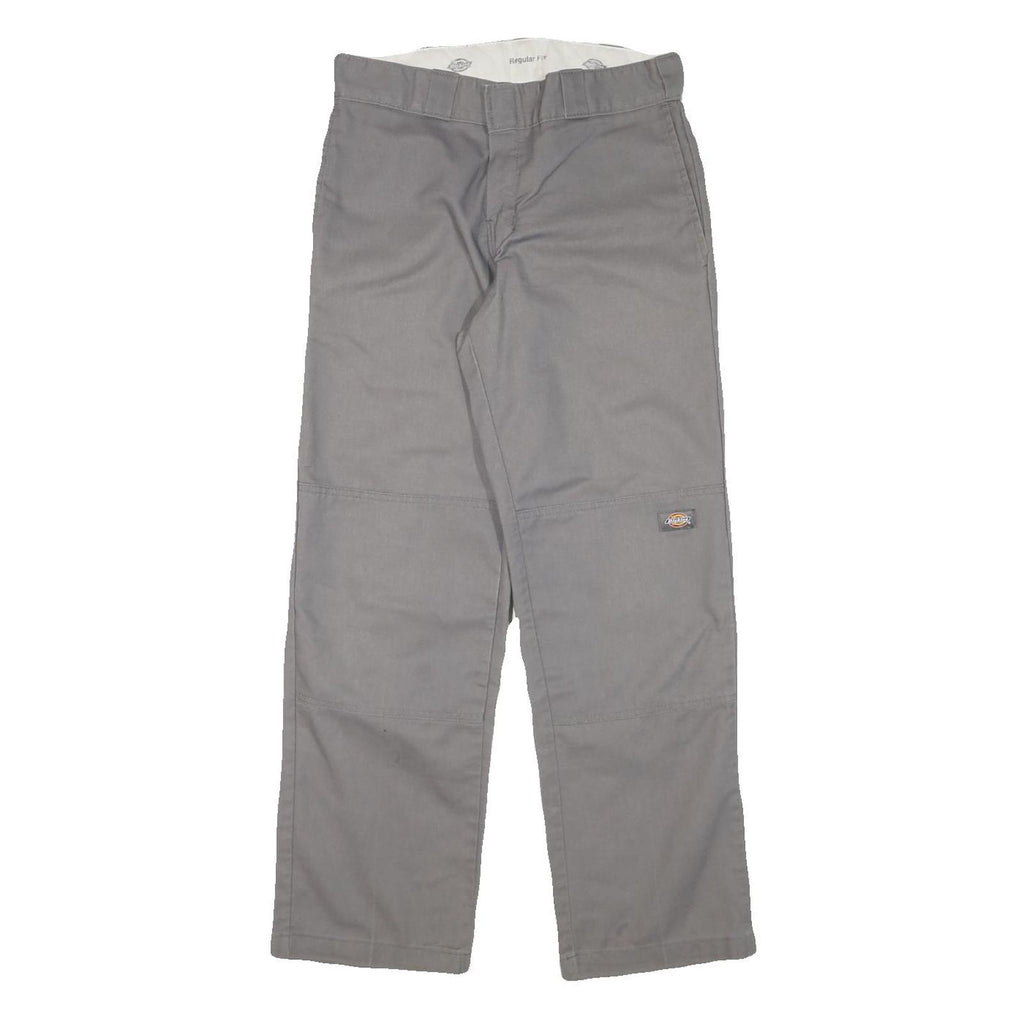 DICKIES Mens Cotton Blend Grey Regular Fit Straight Leg Trousers W30 L29