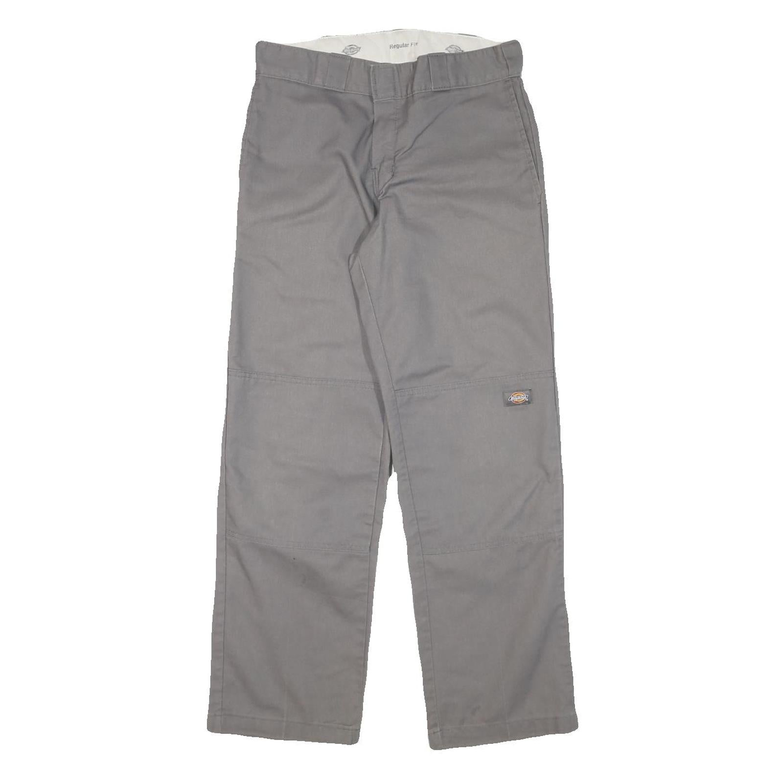 DICKIES Mens Cotton Blend Grey Regular Fit Straight Leg Trousers W30 L29