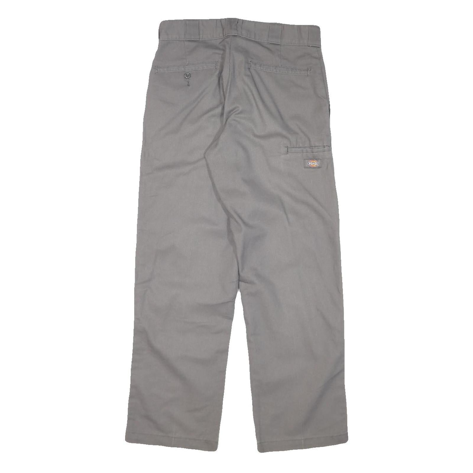 DICKIES Mens Cotton Blend Grey Regular Fit Straight Leg Trousers W30 L29