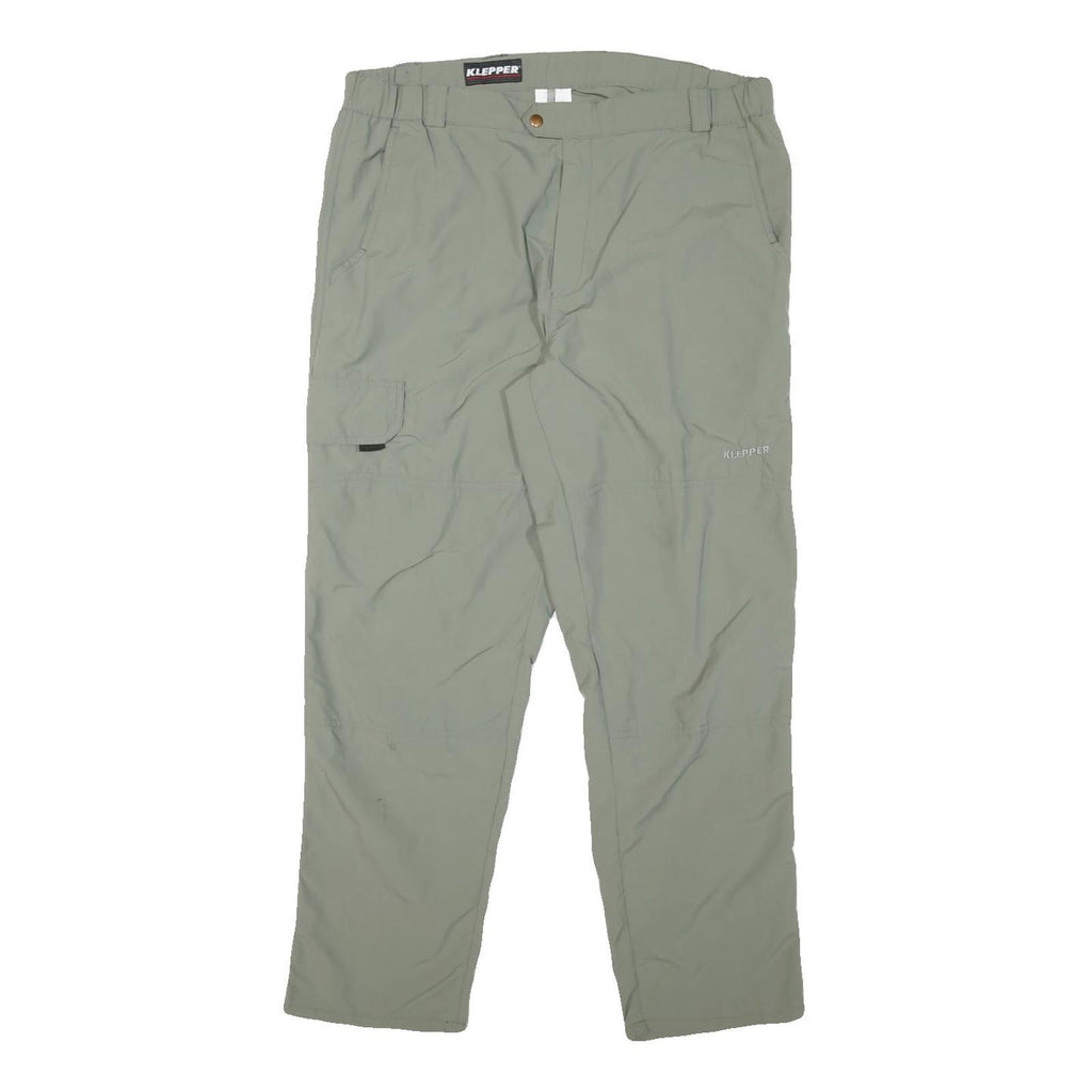 KLEPPER Mens Cotton Blend Light Grey Regular Zip Trousers W34 L27 Outdoor Casual