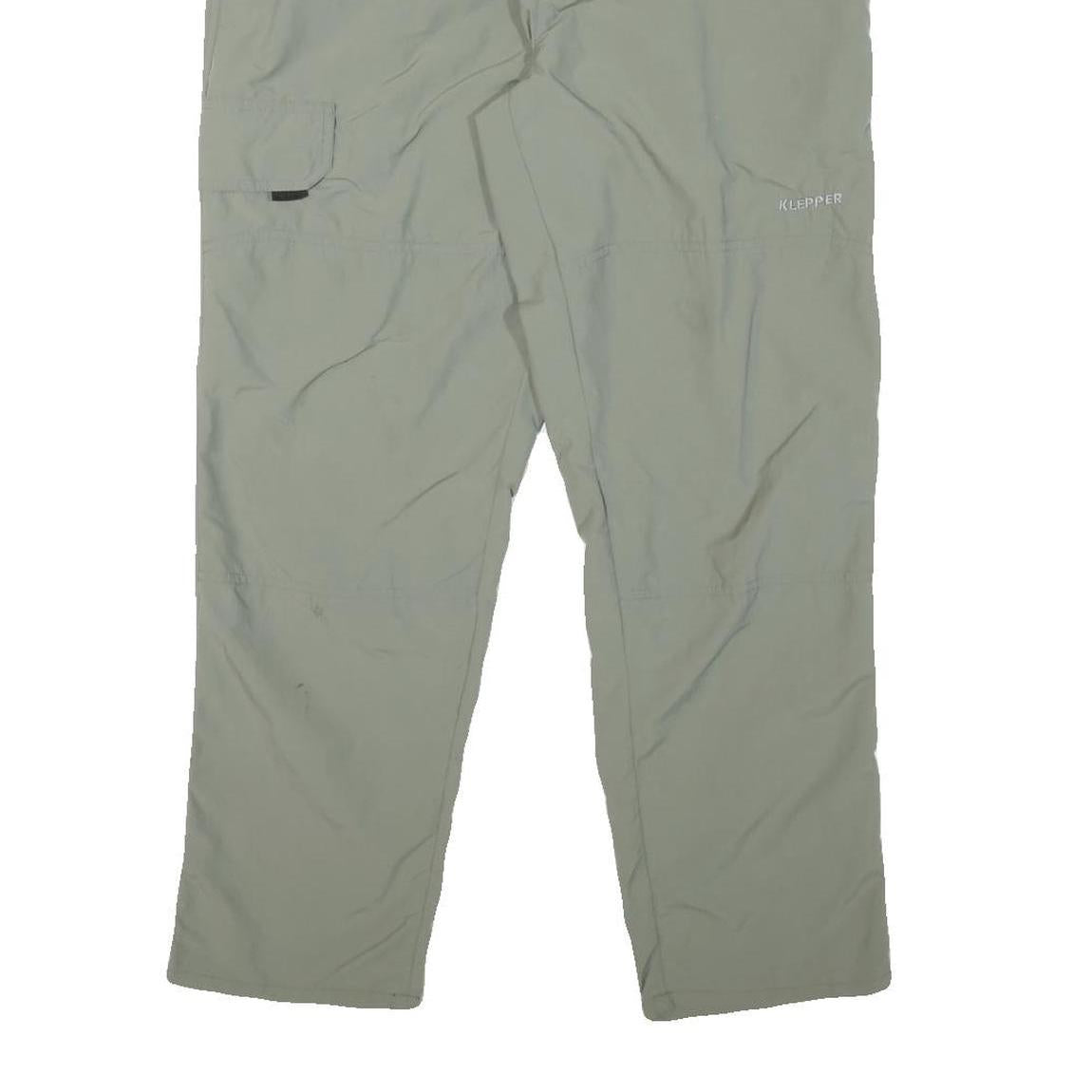 KLEPPER Mens Cotton Blend Light Grey Regular Zip Trousers W34 L27 Outdoor Casual