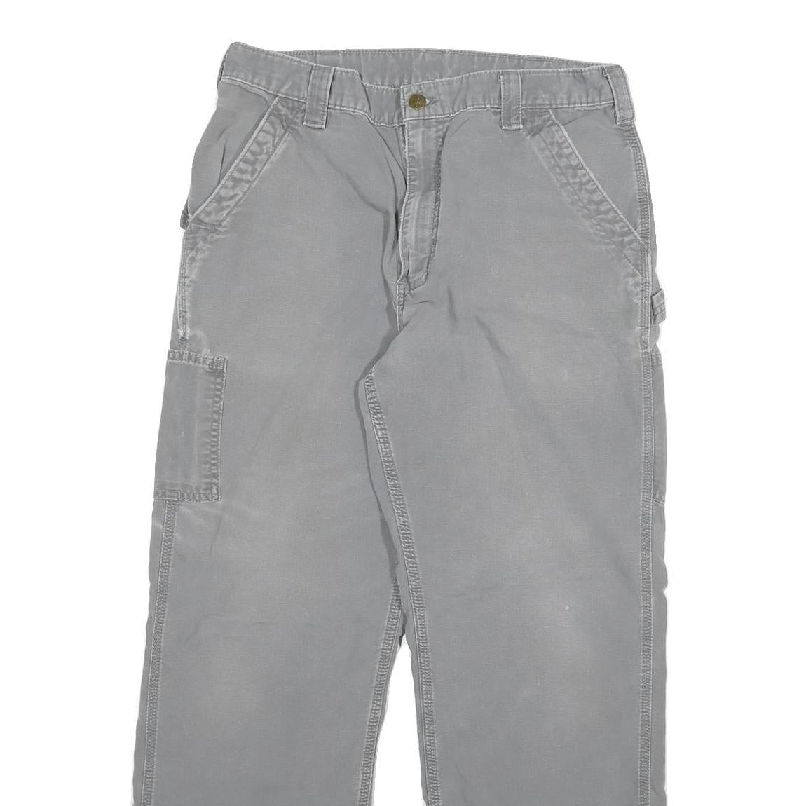 CARHARTT Mens Cotton Blend Grey Relaxed Straight Trousers W32 L29 Workwear