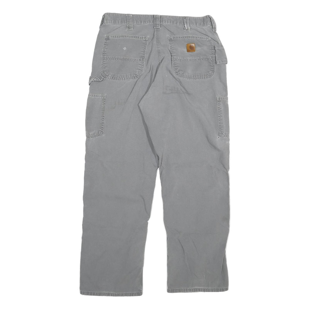 CARHARTT Mens Cotton Blend Grey Relaxed Straight Trousers W32 L29 Workwear