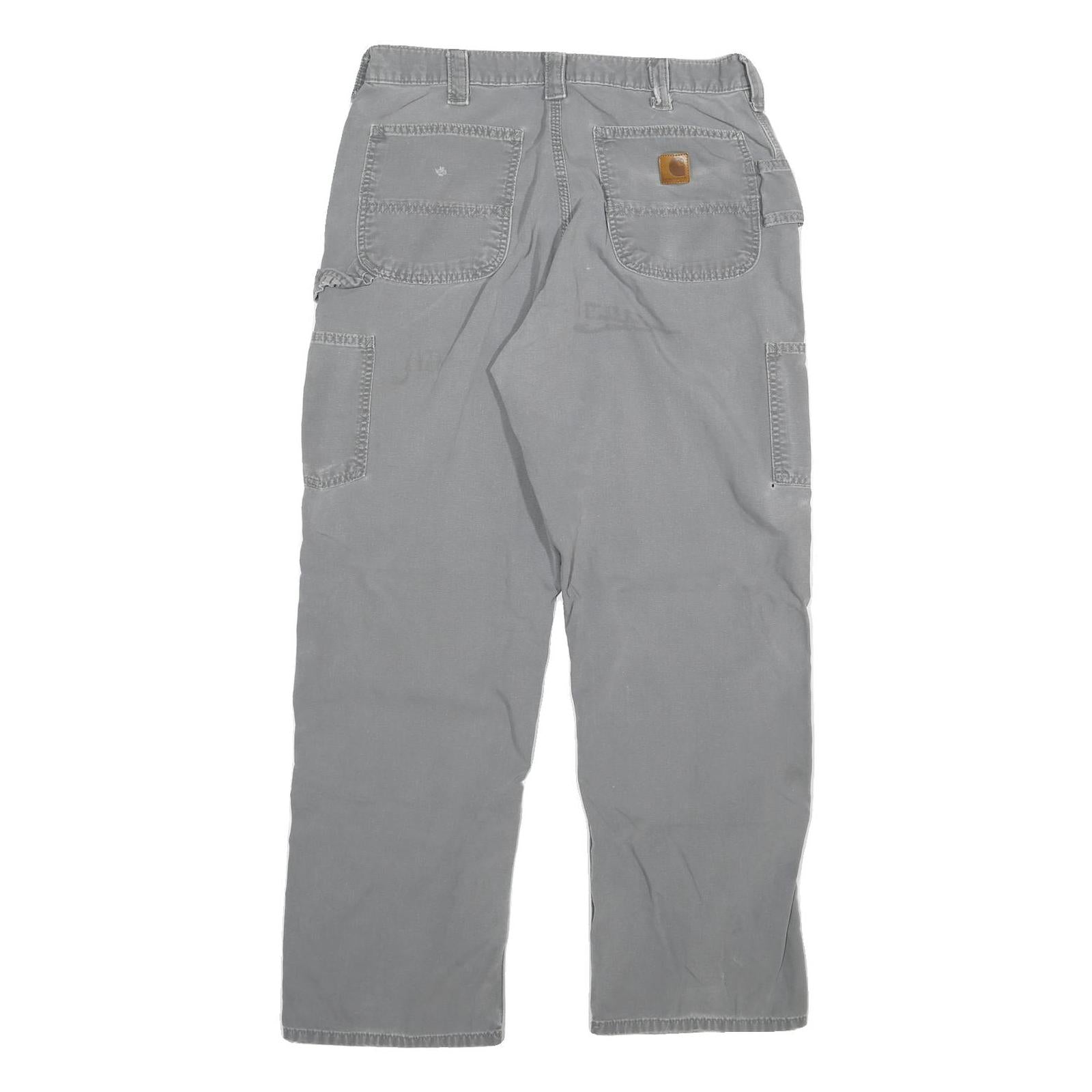 CARHARTT Mens Cotton Blend Grey Relaxed Straight Trousers W32 L29 Workwear