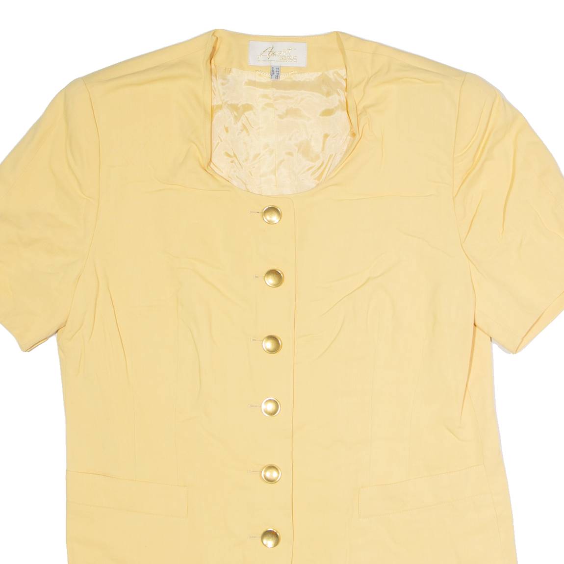 APART FASHION Womens Blazer Jacket Yellow Wool 90s UK 18