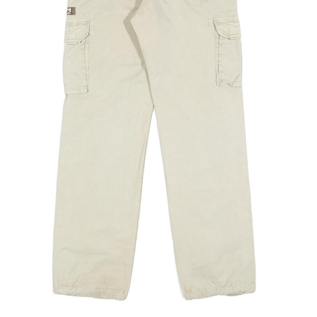 ALPHA INDUSTRIES Mens Regular Beige Cotton Blend Cargo Trousers W34 L34 Pocket