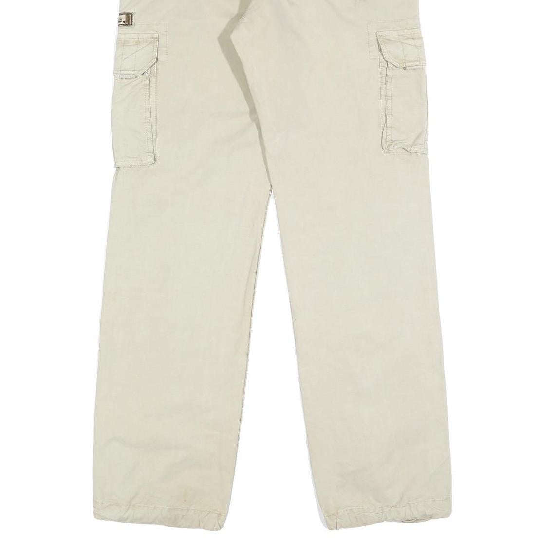 ALPHA INDUSTRIES Mens Regular Beige Cotton Blend Cargo Trousers W34 L34 Pocket