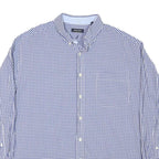 NAUTICA Mens Blue Check Shirt XL Cotton Blend Classic Fit Casual Button Down