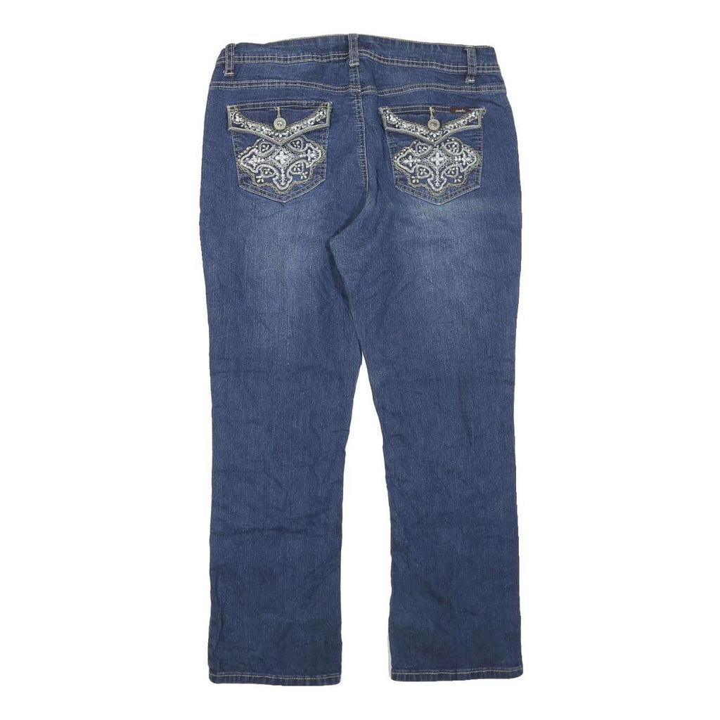 ANGELS Womens Jeans Blue Regular Straight Denim Medium W34 L26 Embellished