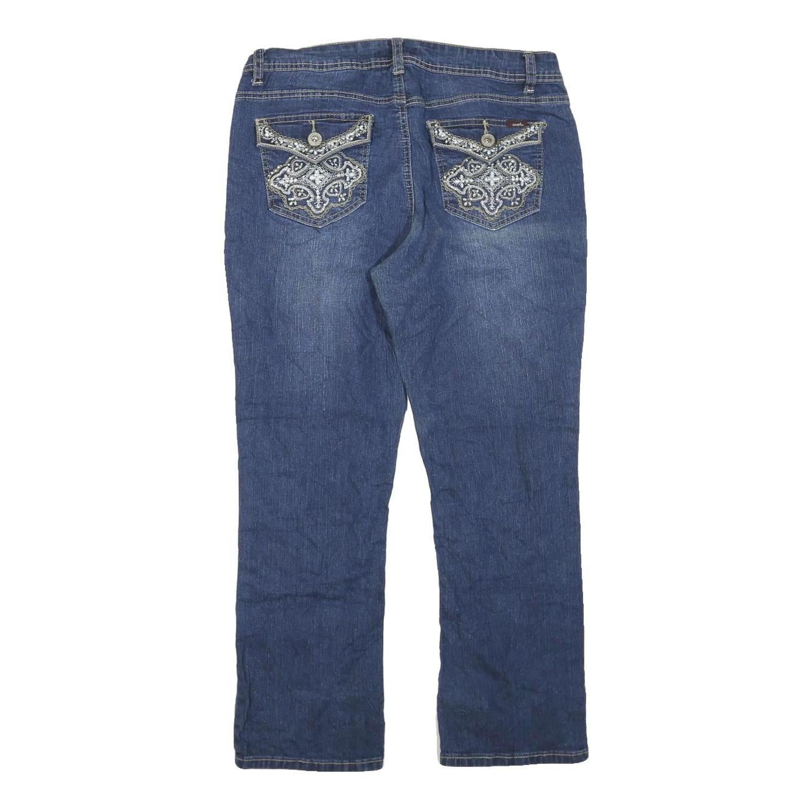 ANGELS Womens Jeans Blue Regular Straight Denim Medium W34 L26 Embellished