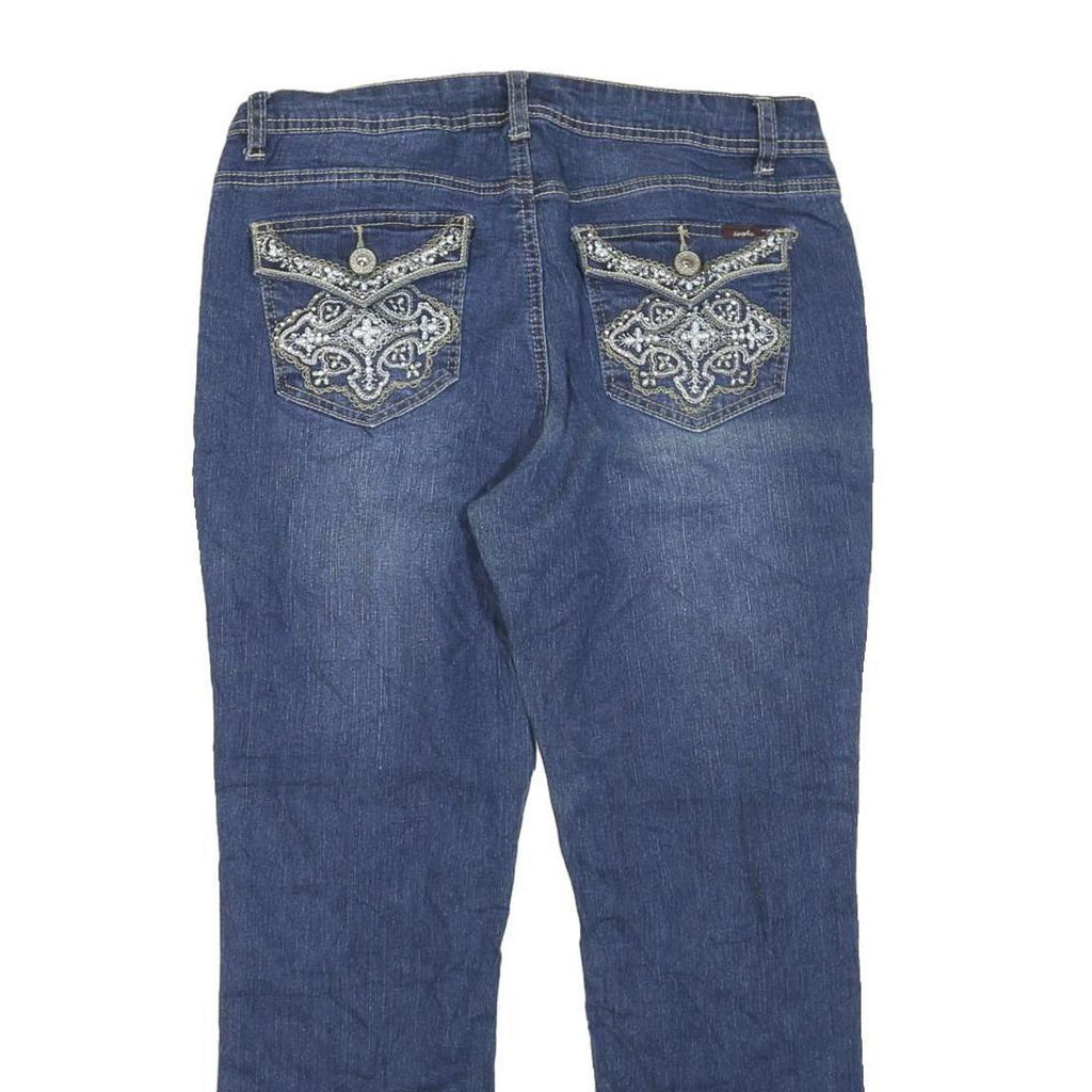 ANGELS Womens Jeans Blue Regular Straight Denim Medium W34 L26 Embellished