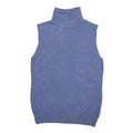 BASIC Womens Blue Plain Sleeveless Roll Neck Cotton Blend Jumper M Soft Knit