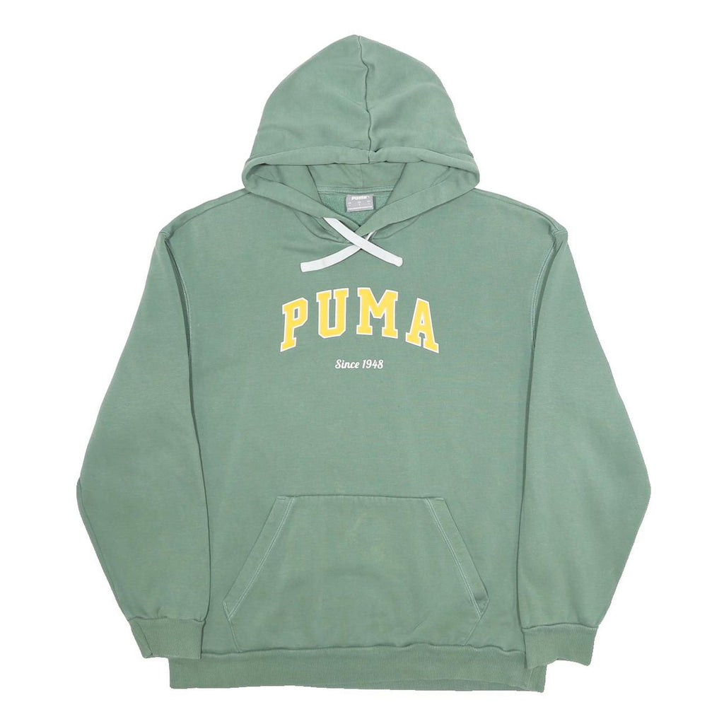 PUMA Womens Green Hoodie L Cotton Blend Pullover Hooded Sweatshirt