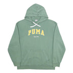 PUMA Womens Green Hoodie L Cotton Blend Pullover Hooded Sweatshirt