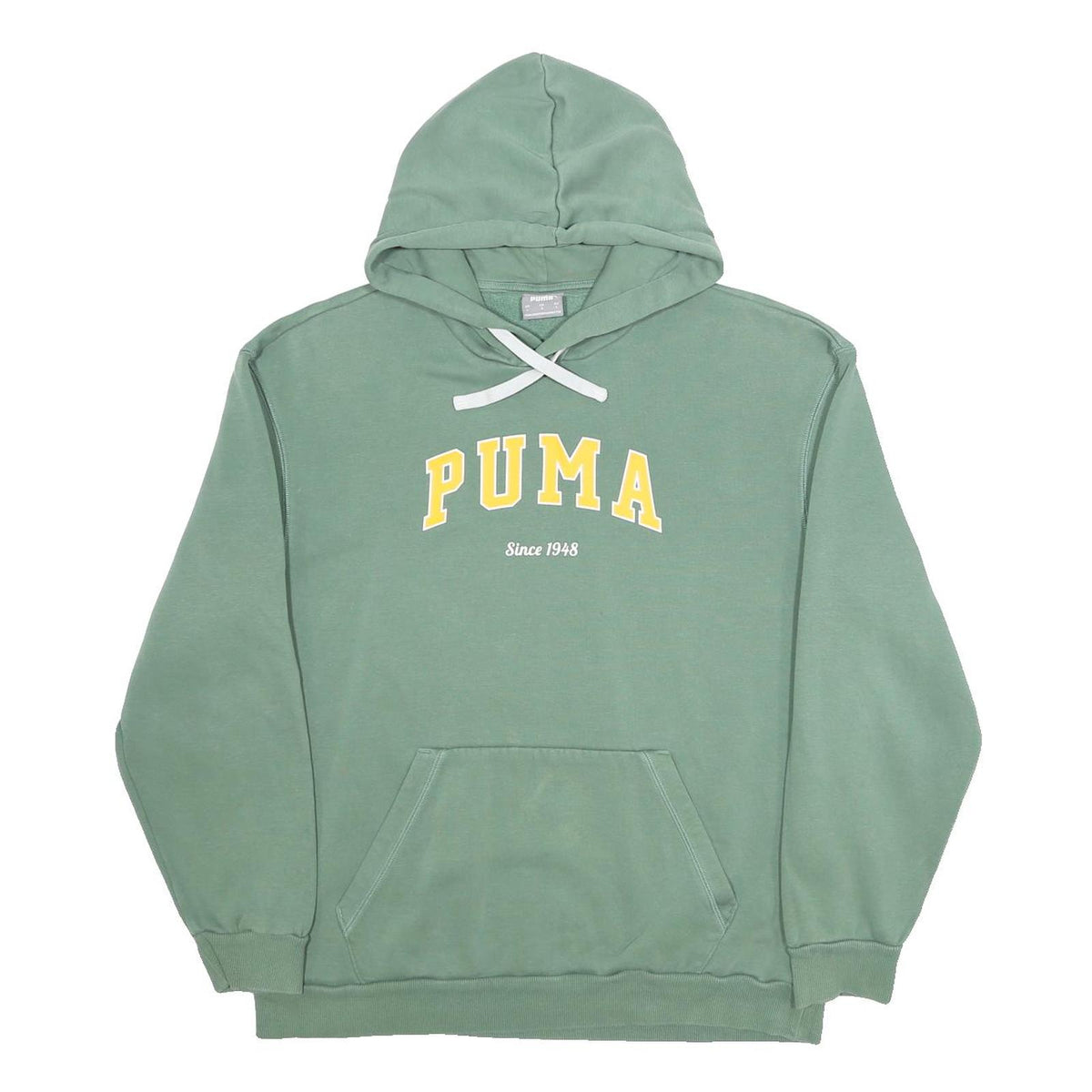PUMA Womens Green Hoodie L Cotton Blend Pullover Hooded Sweatshirt