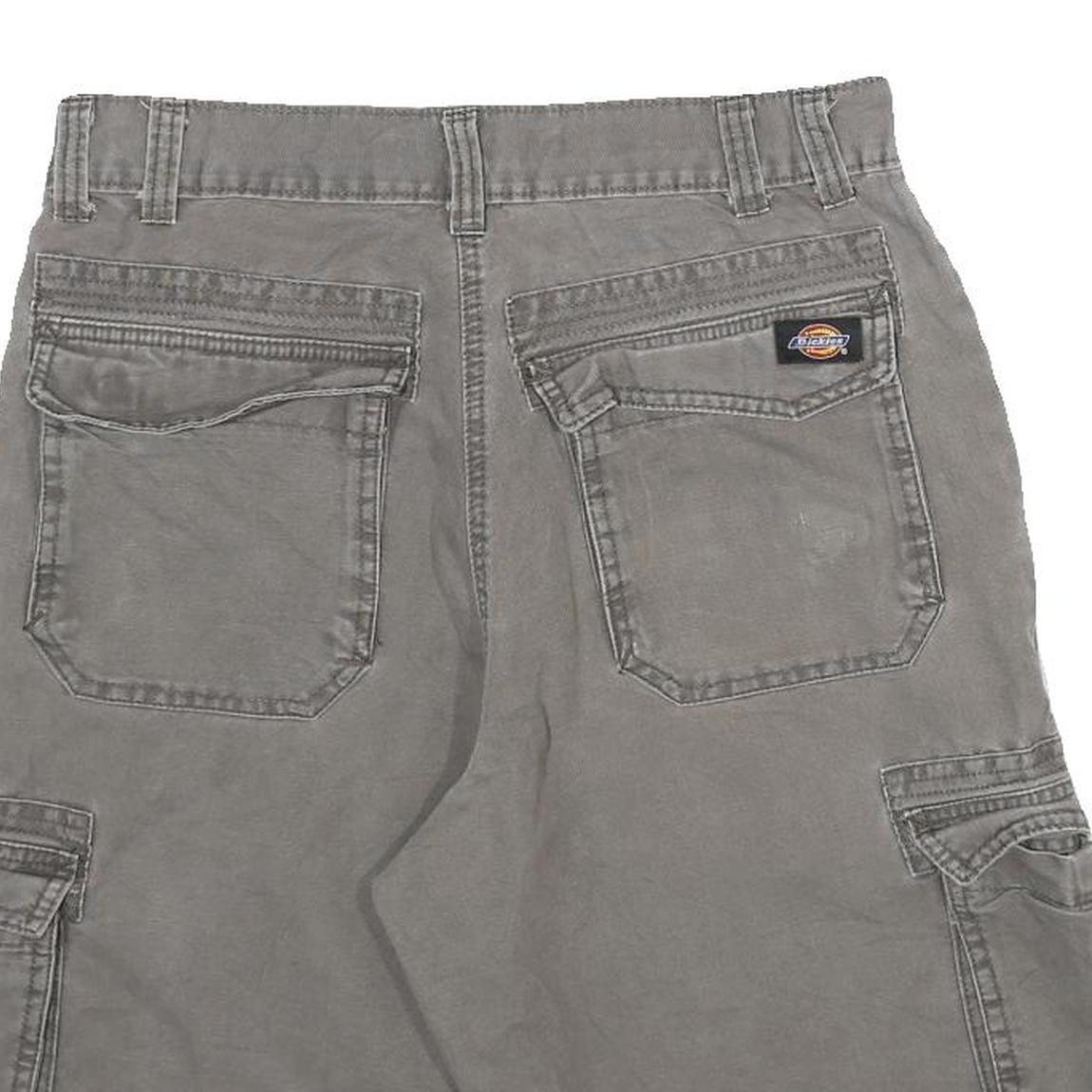 DICKIES Mens Cargo Grey Cotton Shorts M W32 Pockets Casual Workwear