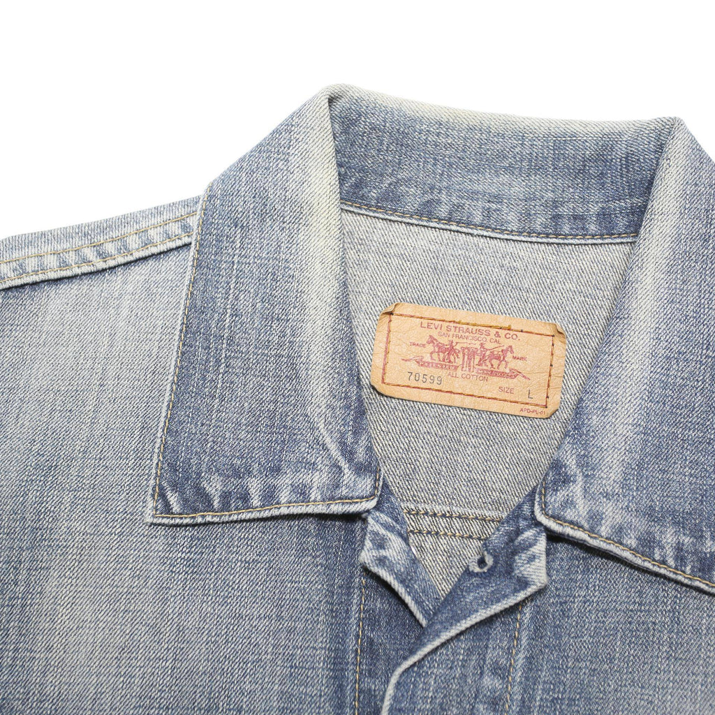 LEVI'S Mens Blue Denim Jacket L Cotton Classic Fit Button Closure