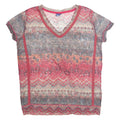 CECIL Sheer Womens Printed Top Red V-Neck Crazy Pattern M