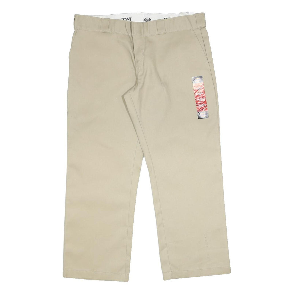 DICKIES Womens Beige Regular Fit Straight Trousers Cotton Blend W36 L28 Workwear