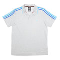 ADIDAS Mens Grey & Blue Striped Short Sleeve Polo Shirt L ClimaLite