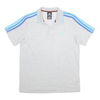 ADIDAS Mens Grey & Blue Striped Short Sleeve Polo Shirt L ClimaLite