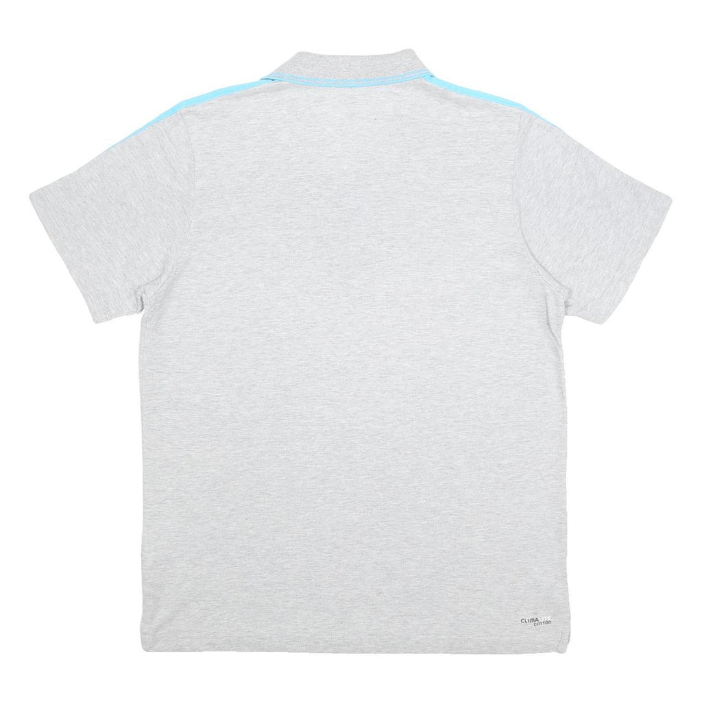 ADIDAS Mens Grey & Blue Striped Short Sleeve Polo Shirt L ClimaLite