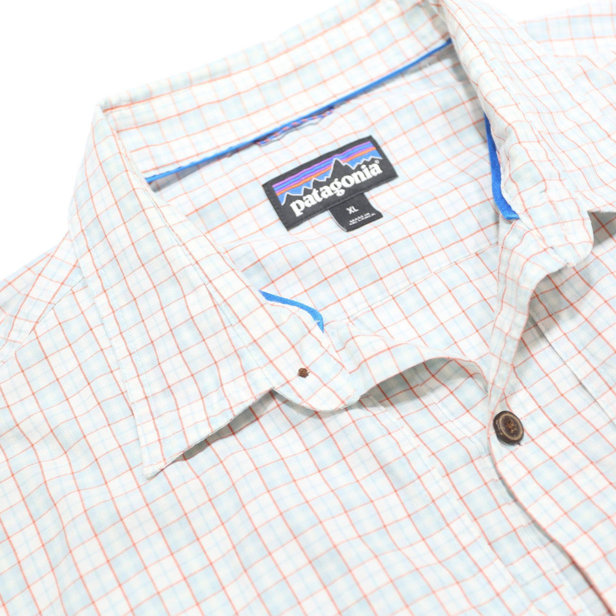 PATAGONIA Mens White & Red Checked Shirt XL Cotton Blend Casual Long Sleeve