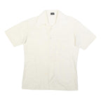 HALEMAN Mens Cream Shirt Cotton Blend M Button Front Casual Style