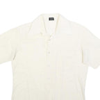 HALEMAN Mens Cream Shirt Cotton Blend M Button Front Casual Style