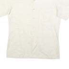HALEMAN Mens Cream Shirt Cotton Blend M Button Front Casual Style