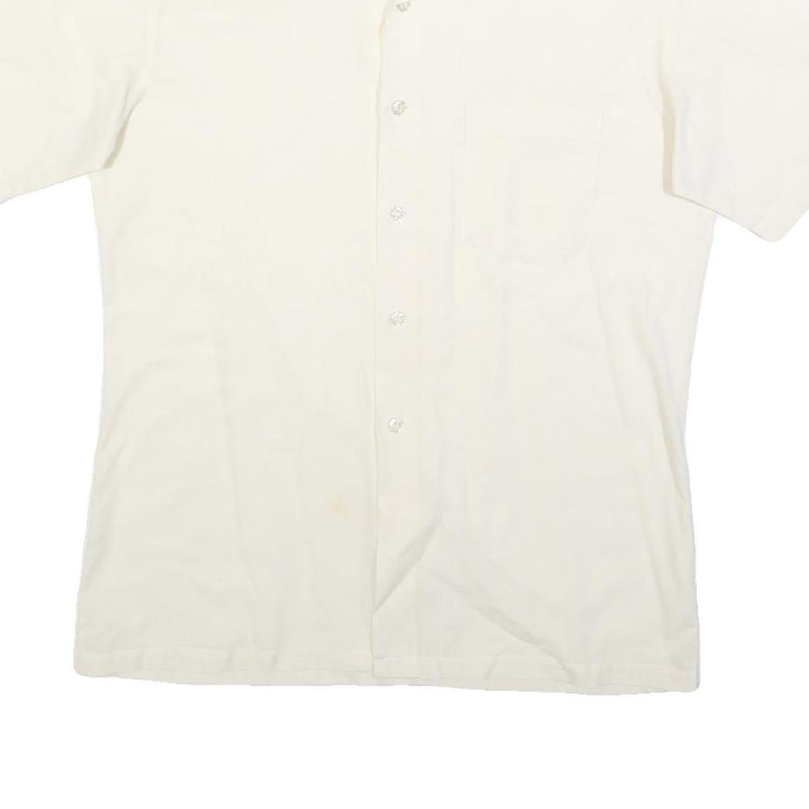 HALEMAN Mens Cream Shirt Cotton Blend M Button Front Casual Style
