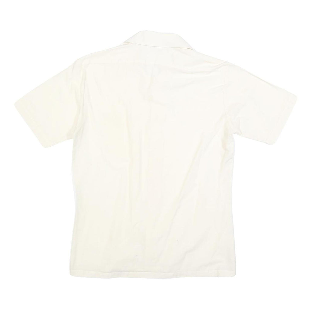 HALEMAN Mens Cream Shirt Cotton Blend M Button Front Casual Style