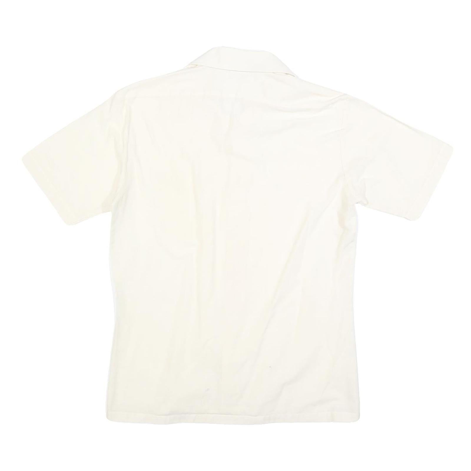 HALEMAN Mens Cream Shirt Cotton Blend M Button Front Casual Style