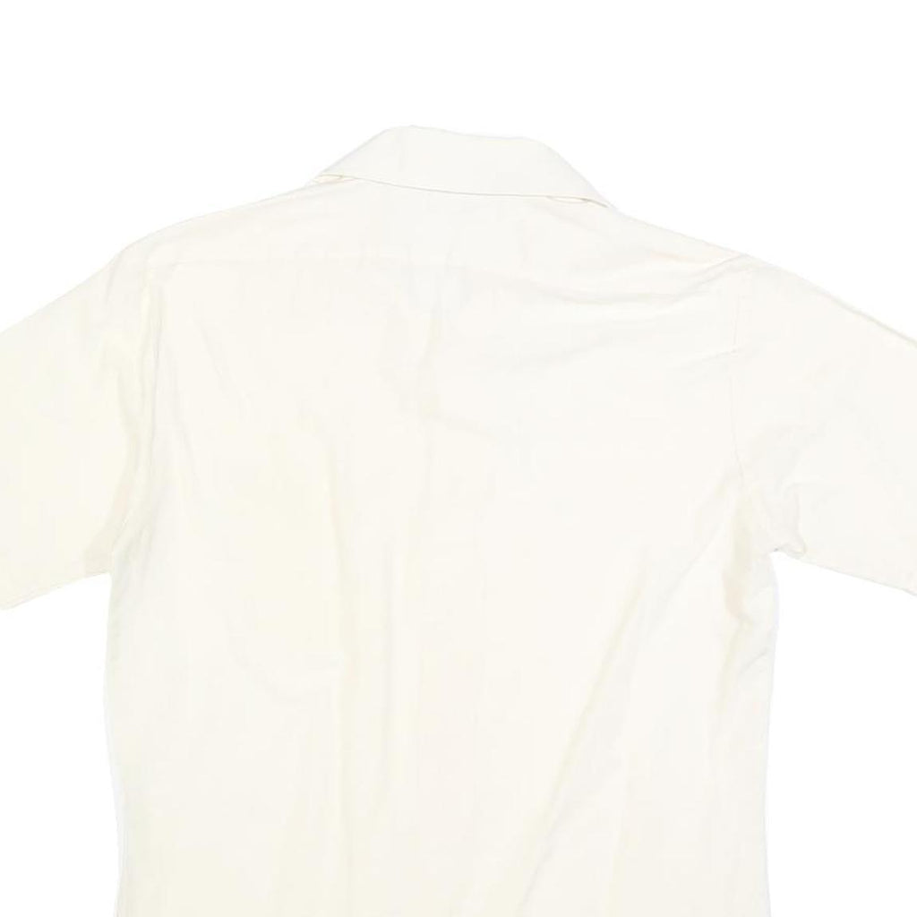 HALEMAN Mens Cream Shirt Cotton Blend M Button Front Casual Style