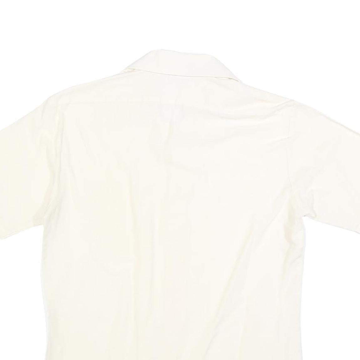 HALEMAN Mens Cream Shirt Cotton Blend M Button Front Casual Style