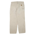 CARHARTT Mens Regular Beige Cotton Blend Zip Trousers W38 L36 Workwear Durable