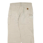 CARHARTT Mens Regular Beige Cotton Blend Zip Trousers W38 L36 Workwear Durable