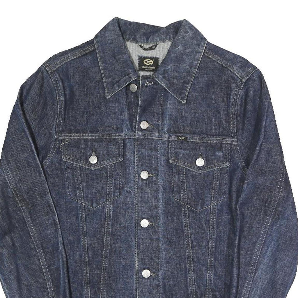 INDUSTRIAL DENIM Mens Blue Button Cotton Blend Denim Jacket M Plain Classic Fit