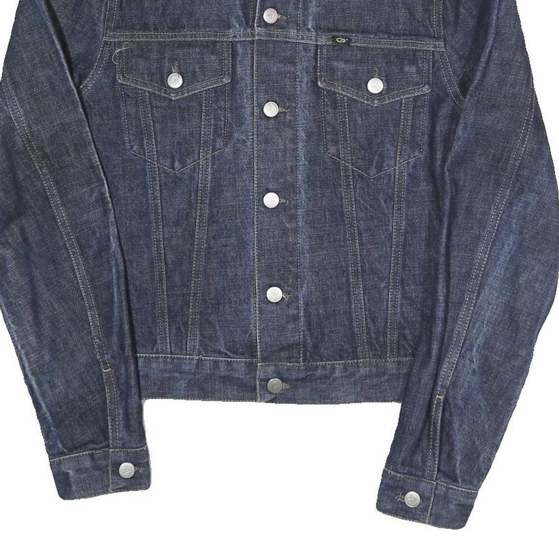 INDUSTRIAL DENIM Mens Blue Button Cotton Blend Denim Jacket M Plain Classic Fit