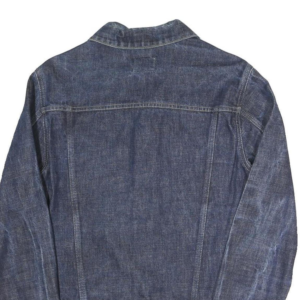 INDUSTRIAL DENIM Mens Blue Button Cotton Blend Denim Jacket M Plain Classic Fit
