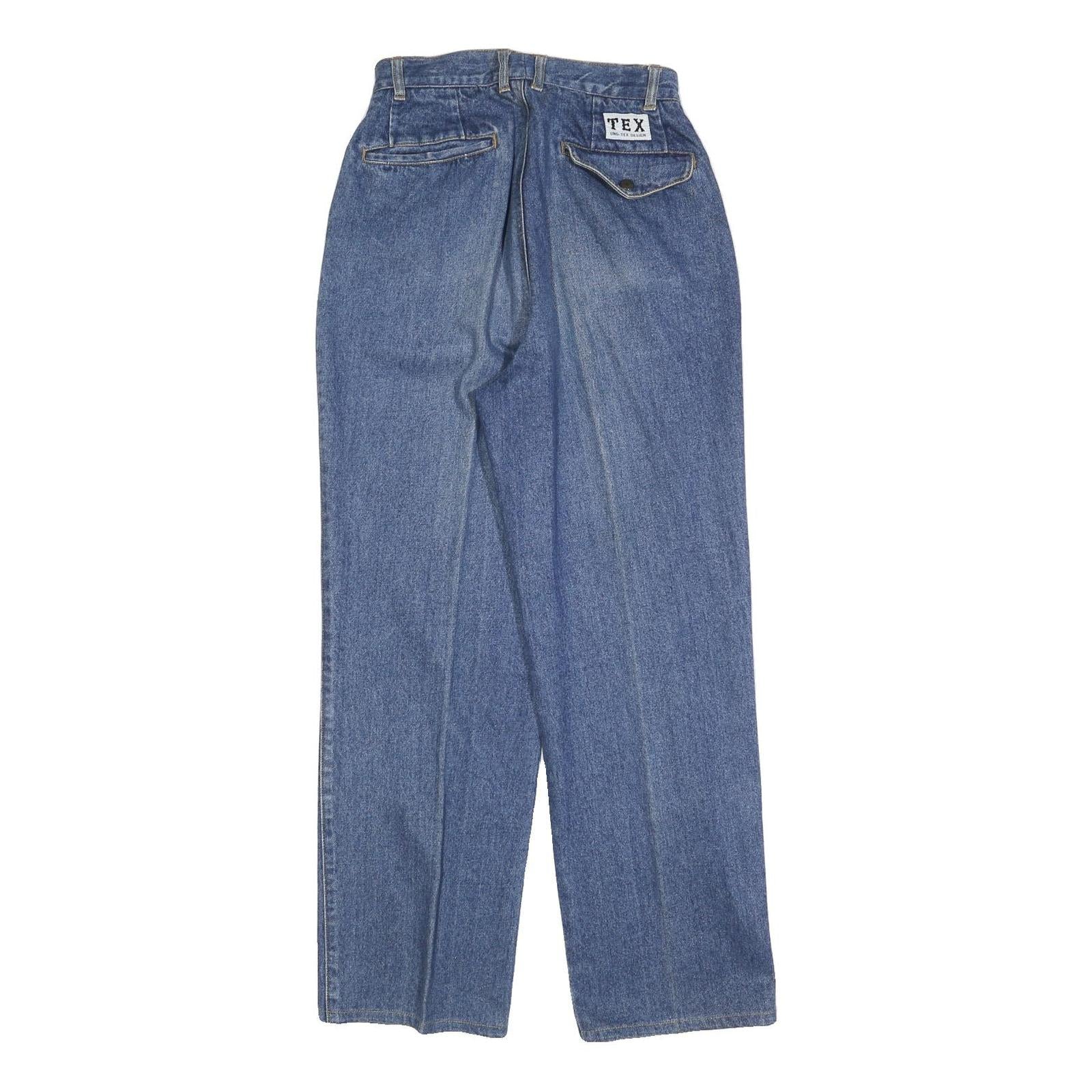 TEX Womens Regular Fit Straight Blue Denim Cotton Blend Jeans W26 L30 Classic