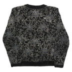 YESSICA Womens Black & Silver Floral Pattern Button Jacket M Polyester Velvet