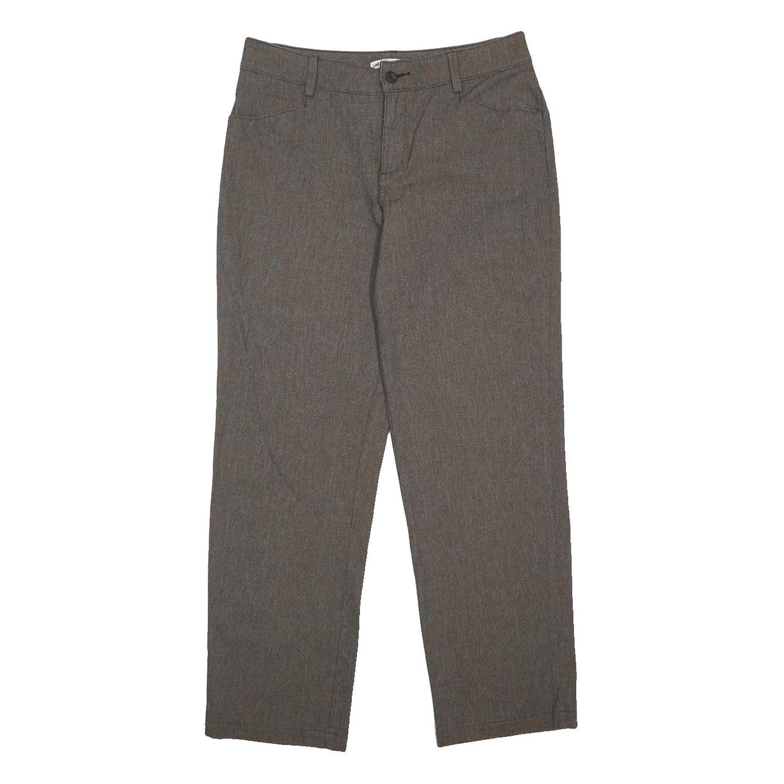 LEE Womens Cotton Blend Relaxed Grey Trousers W32 L30 Smart Casual Zip