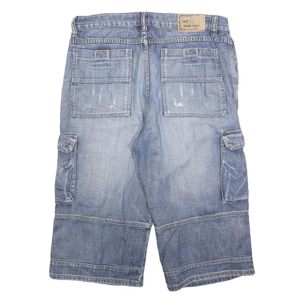 JEANS WEAR Mens Blue Denim Cargo Shorts M W34 Casual Cotton Blend