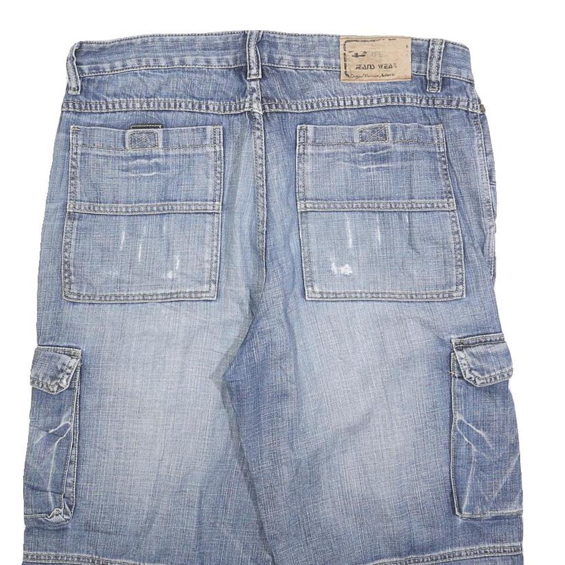 JEANS WEAR Mens Blue Denim Cargo Shorts M W34 Casual Cotton Blend