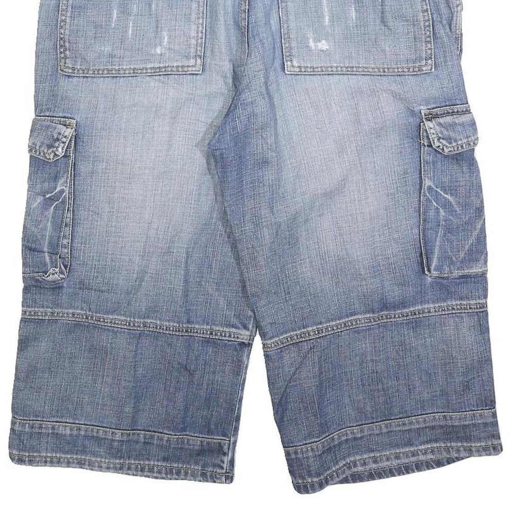 JEANS WEAR Mens Blue Denim Cargo Shorts M W34 Casual Cotton Blend